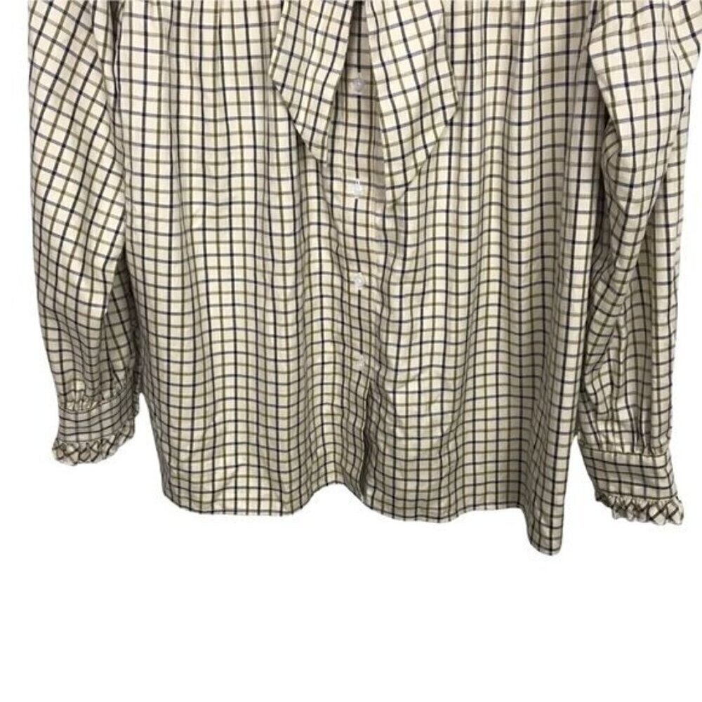 Barbour by Alexa Chung Bella Plaid Tie Neck Blouse Approx Size US 14 Runs Big - Picture 5 of 10